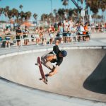 man riding skateboard