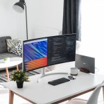 turned-on flat screen TV